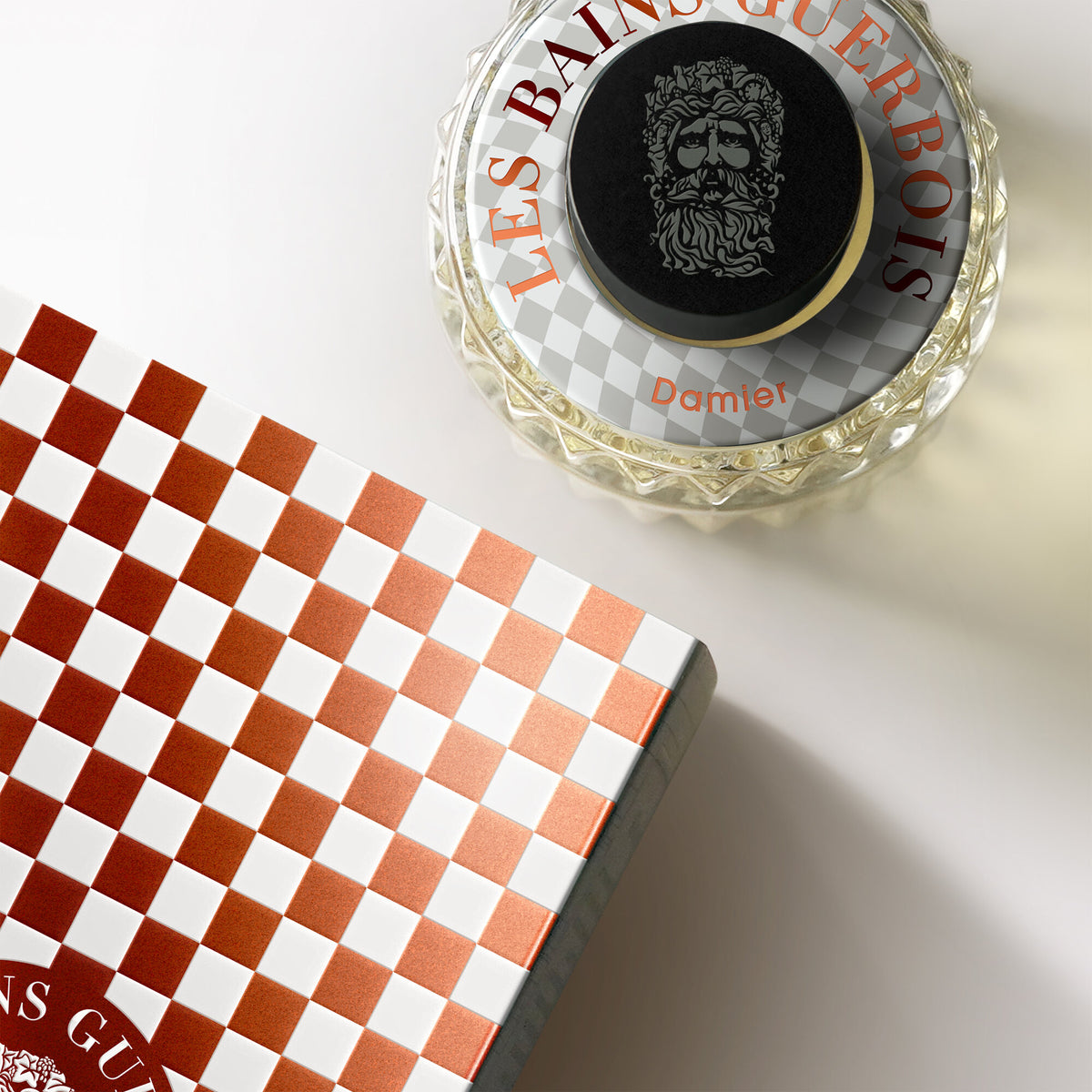 Les Bains Guerbois Damier bottle seen from above
