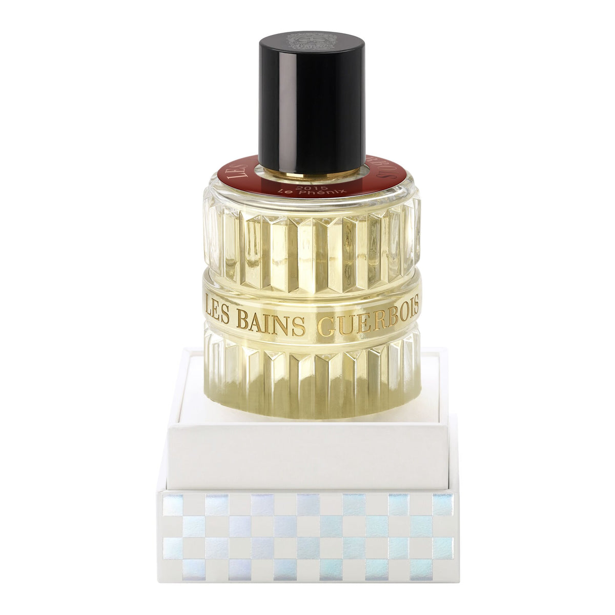 Les Bains Guerbois 2015 Le Phénix bottle in its open bell box